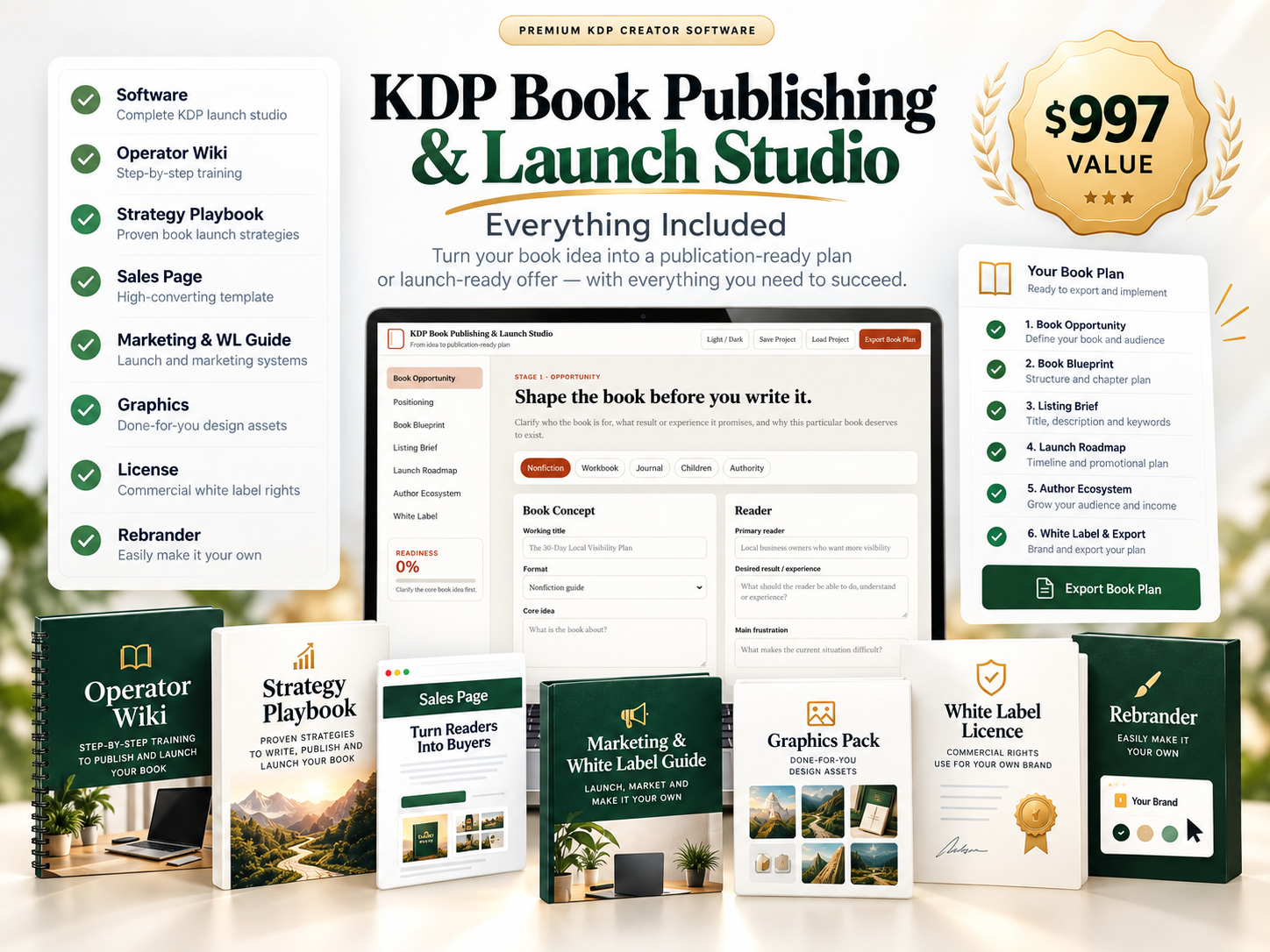 KDP Book Publishing and Launch Studio premium white label bundle contents