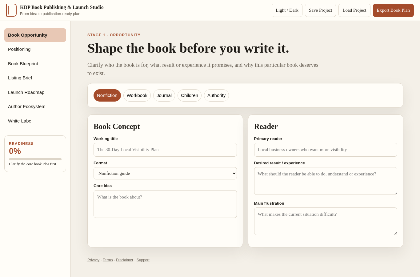 KDP Book Publishing and Launch Studio software interface
