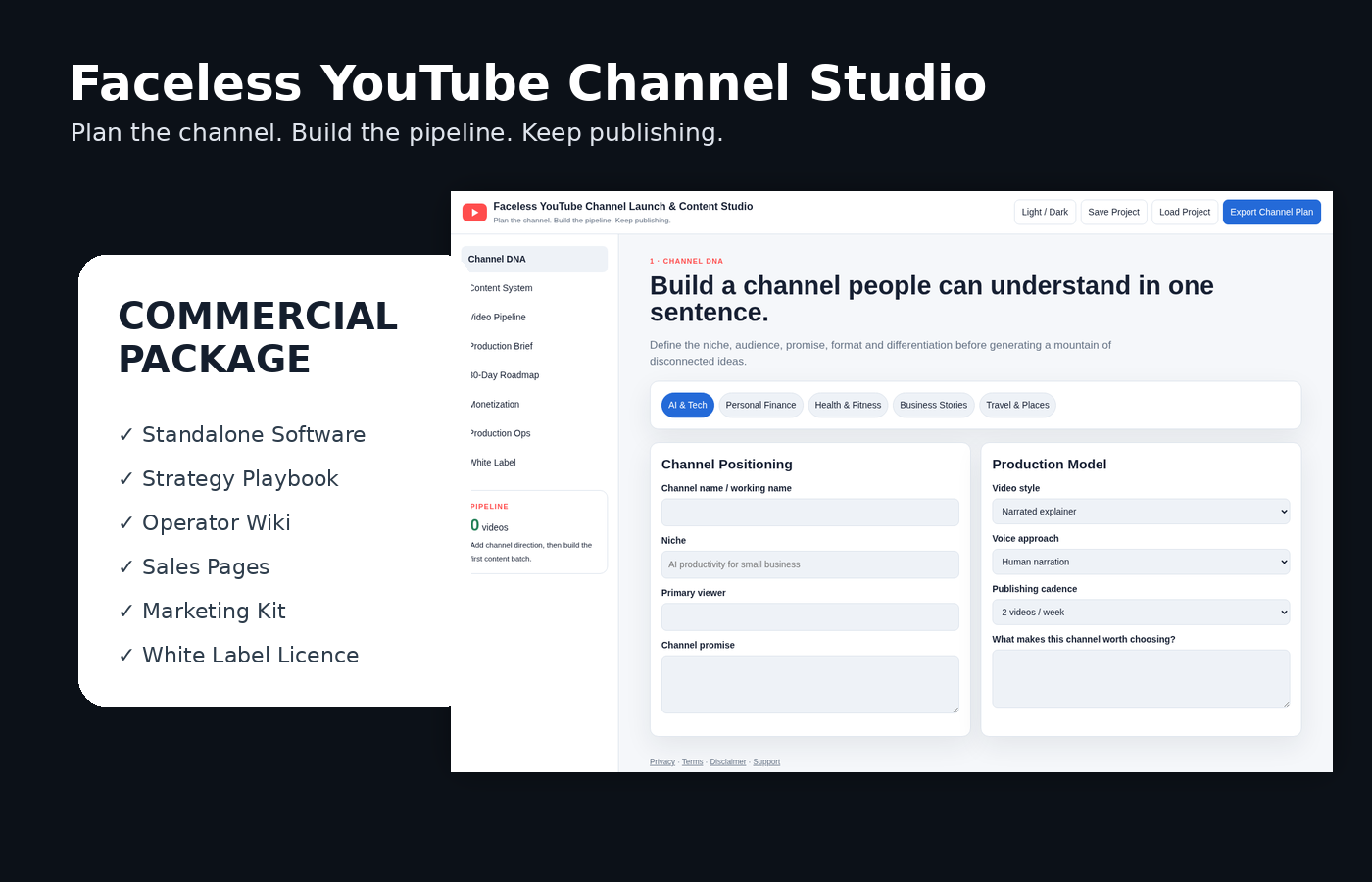 Faceless YouTube Channel Studio product presentation