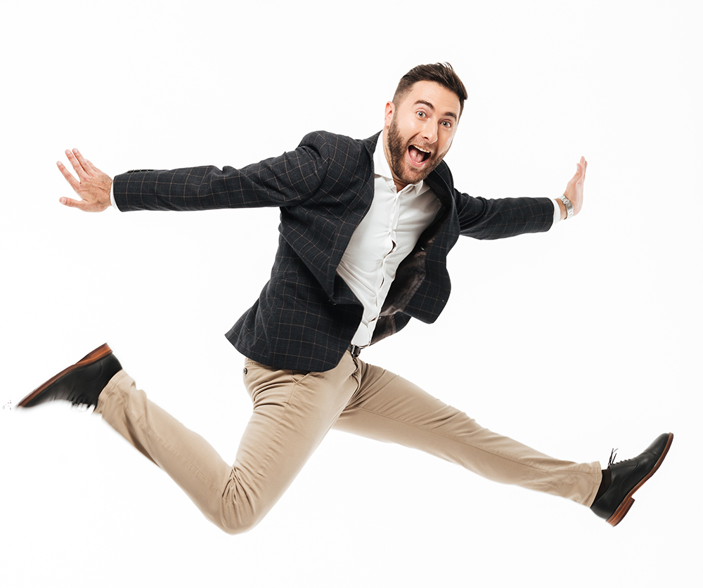 GrooveFunnels Bonuses Happy guy with GrooveFunnels Bonuses